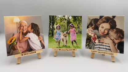 Custom Mini Canvas Print with Personalised Engraved Easel