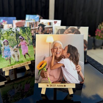 Custom Mini Canvas Print with Personalised Engraved Easel